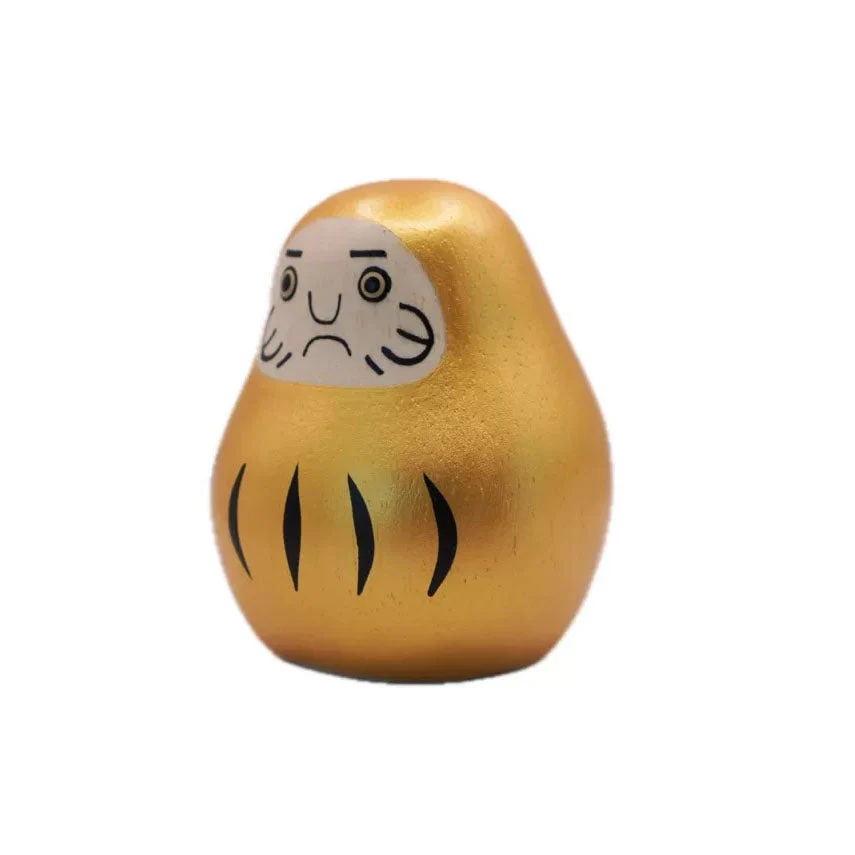 Figurine Daruma Or en bois - Image 4