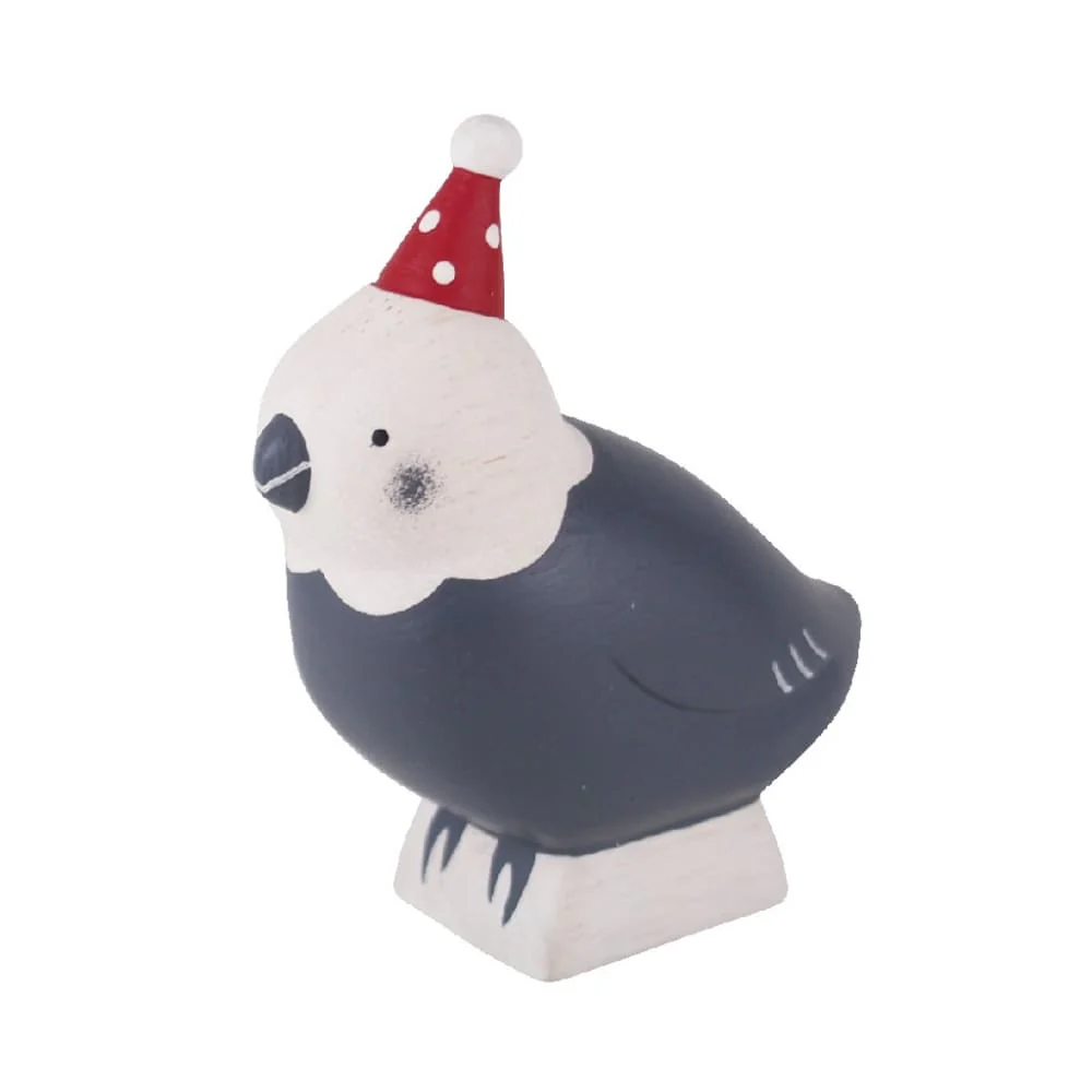 Figurine en bois - Calopsitte avec chapeau de fête