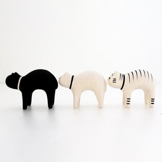 Figurine en bois - Chat tigré - Image 3