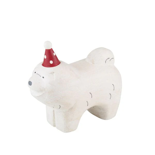 Figurine en bois - Chow chow avec chapeau de fête