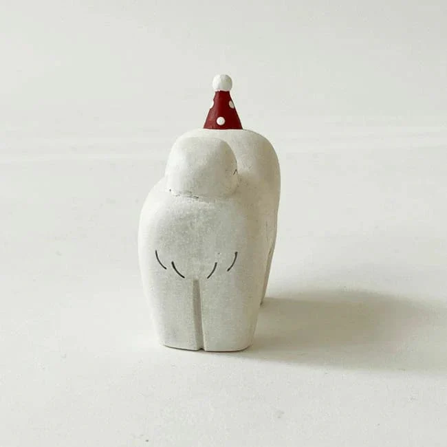 Figurine en bois - Chow chow avec chapeau de fête - Image 3
