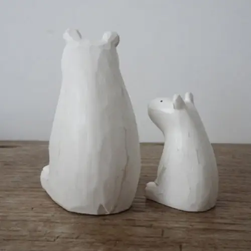 Figurine en bois – Ours polaire assis (parent) - Image 2