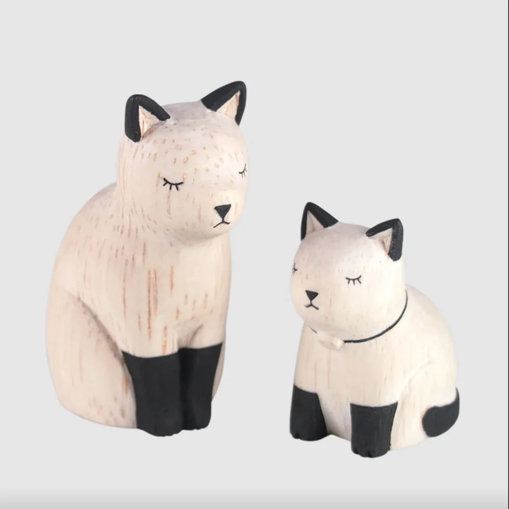 Figurine en bois Oyako - Chaton Siamois - Image 2