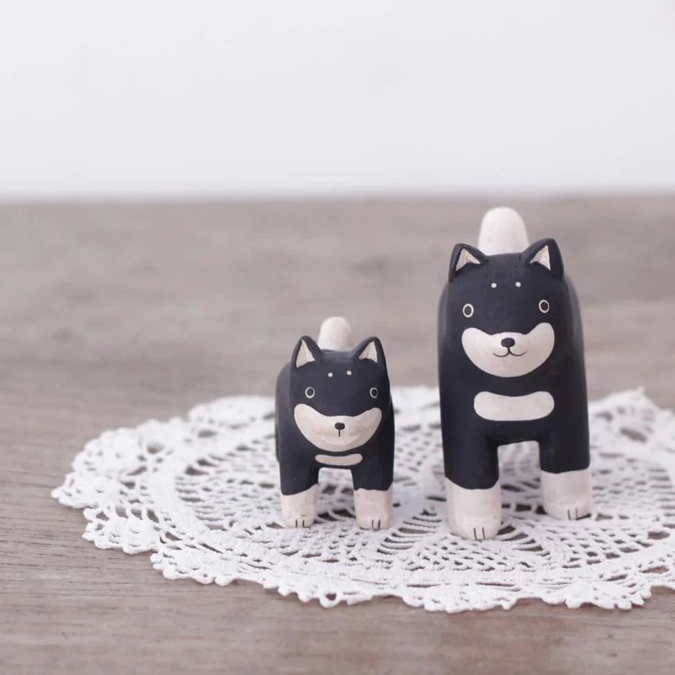 Figurine en bois Oyako - Chiot Shiba inu - Image 7