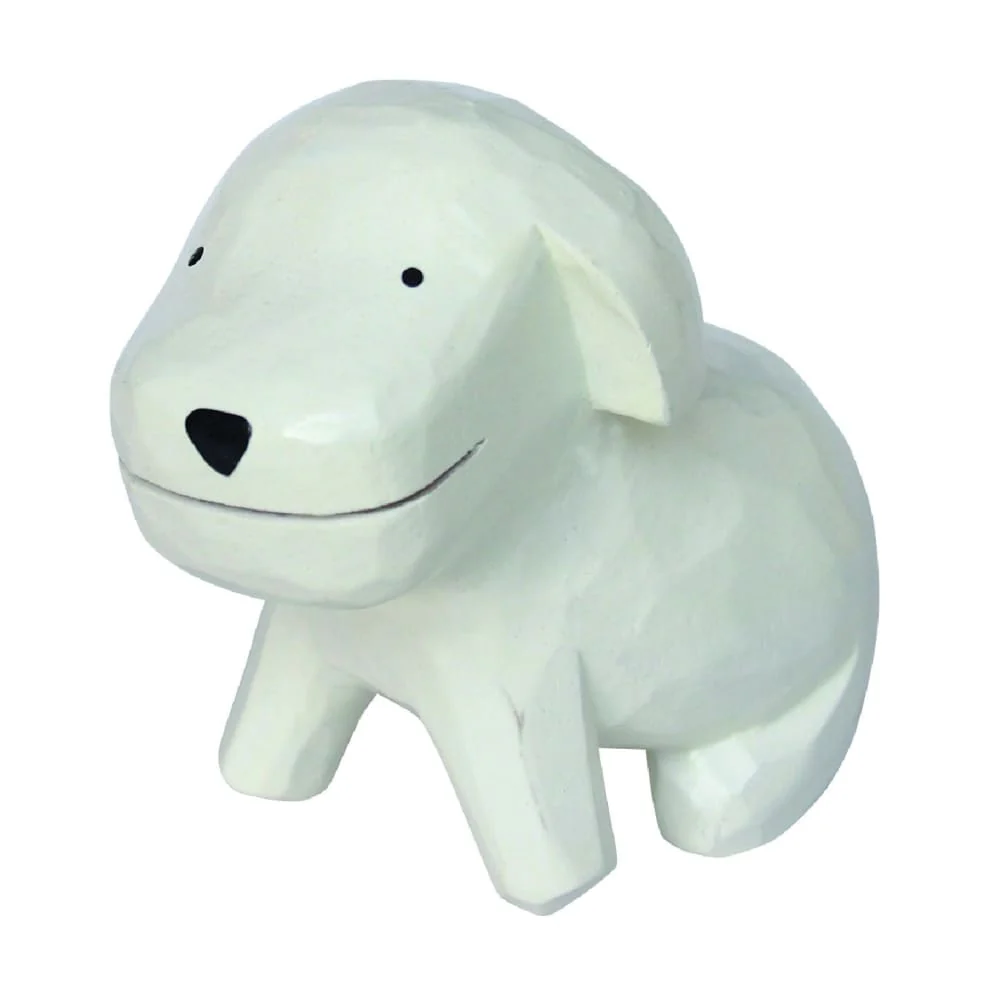 Figurine en bois porte carte - Poodle blanc