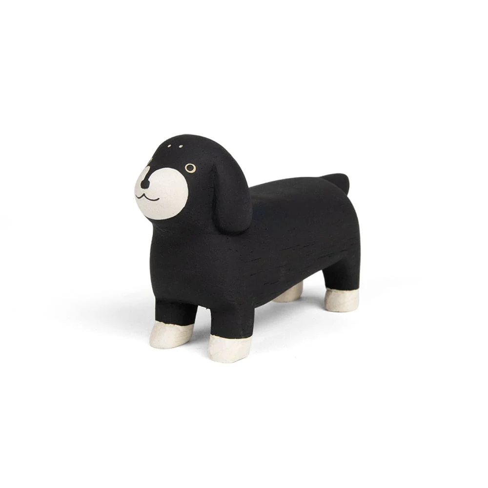 Figurine en bois - Teckel noir