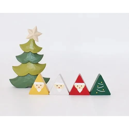 Figurine en Bois triangulaire - Père Noël - Argenté - Image 5