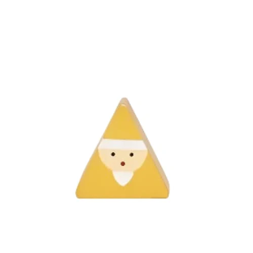 Figurine en Bois triangulaire - Père Noël - Doré