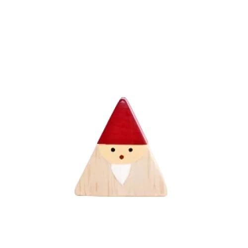 Figurine en Bois triangulaire - Père Noël - Rouge