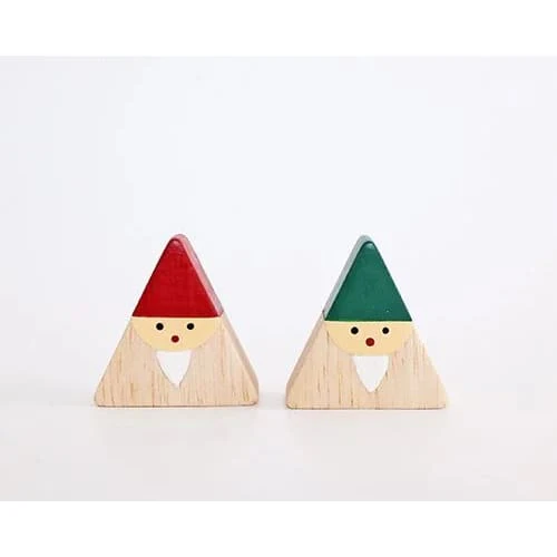 Figurine en Bois triangulaire - Père Noël - Rouge - Image 5