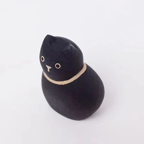 Figurine Enfant Chat noir en Bois - Image 4