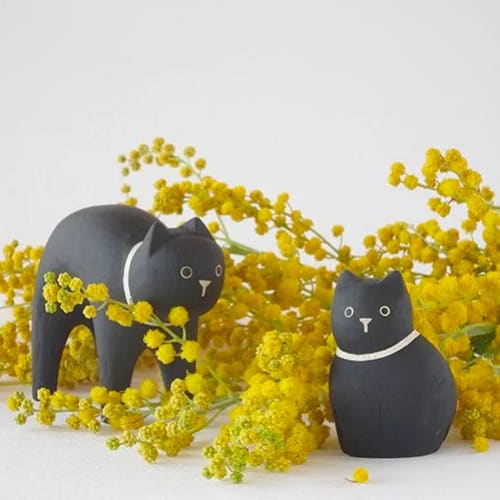 Figurine Enfant Chat noir en Bois - Image 7