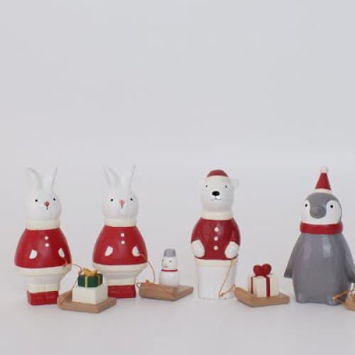Figurine Lapin de Noël avec Cadeau Bois - Image 6