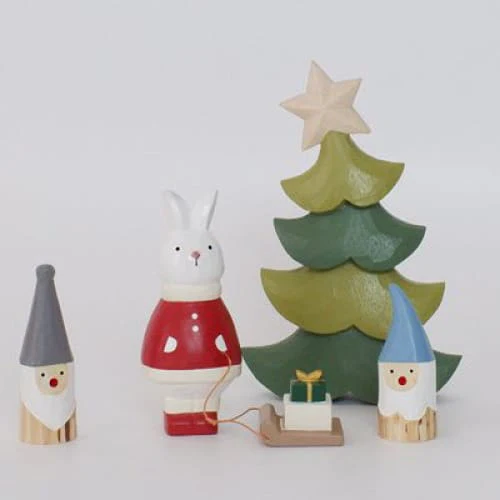 Figurine Lapin de Noël avec Cadeau Bois - Image 8