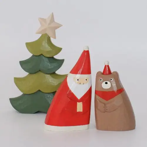 Figurine Père Noël Calin en Bois - Image 3