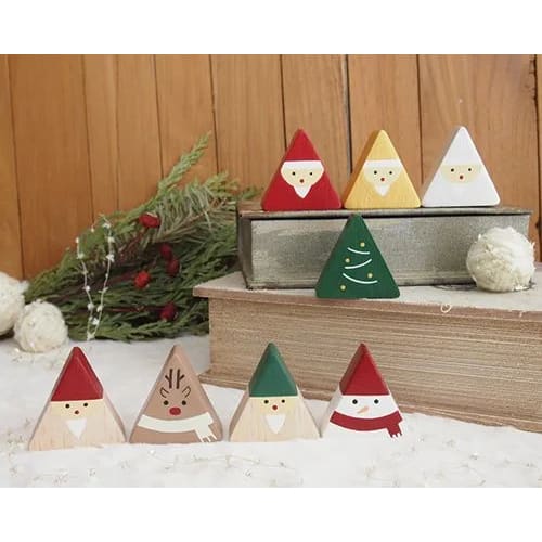 Figurine Père Noël Triangulaire de Noël Rouge - Image 6