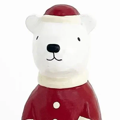 Figurine en bois – Ours polaire Père Noël avec cœur - Image 4